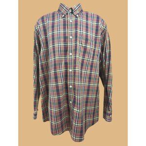 Orvis Mens Brown Plaid Dress Shirt Large